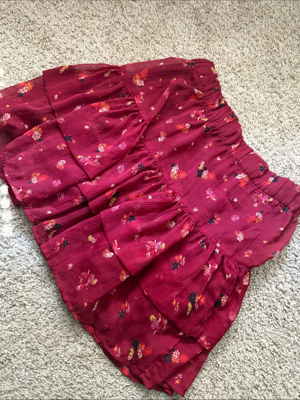 Free People Floral Tiered Mini Skirt